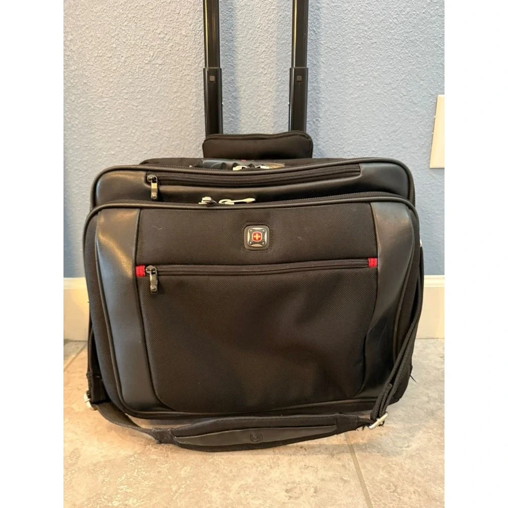 SwissGear Rolling Laptop Briefcase Black Ballistic Nylon Business Travel Bag